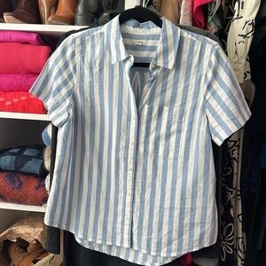 L.L Bean striped short sleeve button down